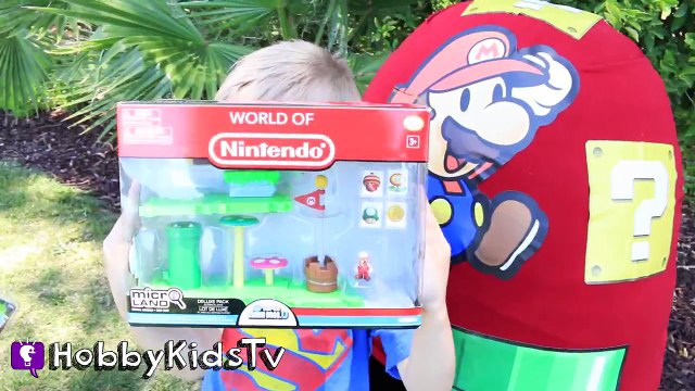 Worlds BIGGEST SUPER MARIO Surprise Egg! Amiibo + Kinder Chocolate HobbyKidsTV