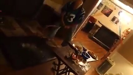Carolina Panthers fan smashes up TV after Super Bowl 50 loss