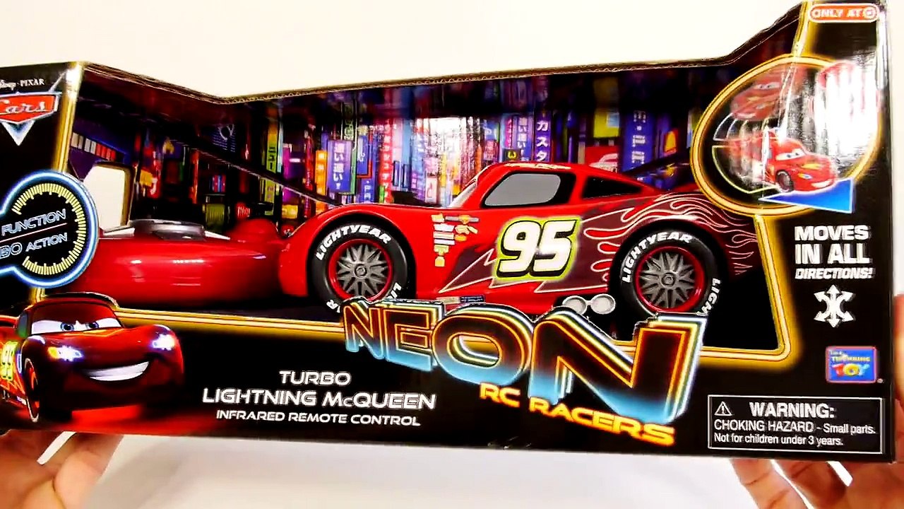Pixar Cars 2 Turbo Lightning Mcqueen Neon RC Racers Remote Control Disney Car Toys Review