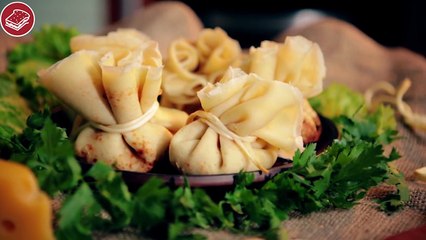 Блинные мешочки с курицей