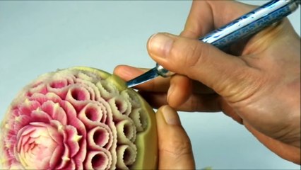 Fruit carving _ How to carve the curling elements.