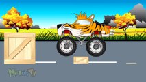 Cat Truck Vs Police Truck - Monster Trucks For Kids - Mega Kids Tv