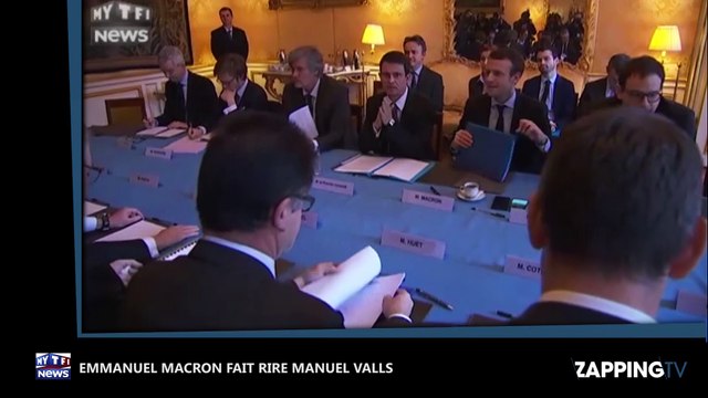Manuel Valls hilare après une blague d’Emmanuel Macron lors d’une réunion (Vidéo)