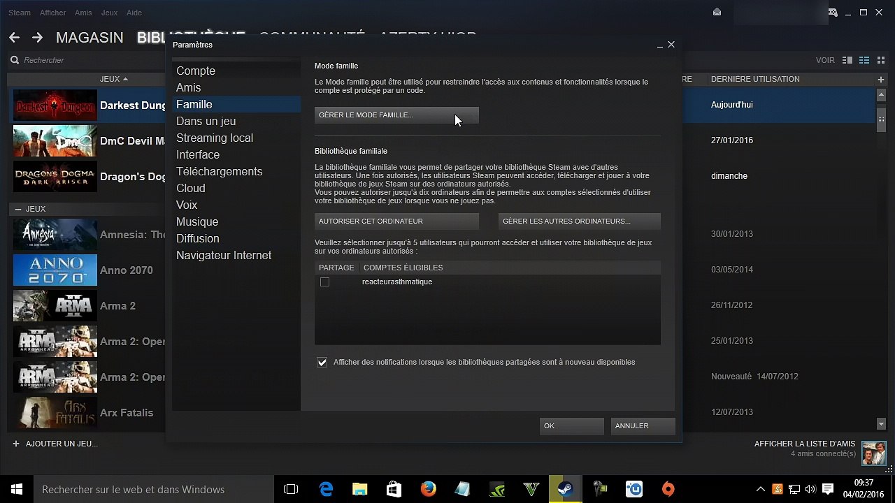 Tuto Steam : activer le contrôle partental