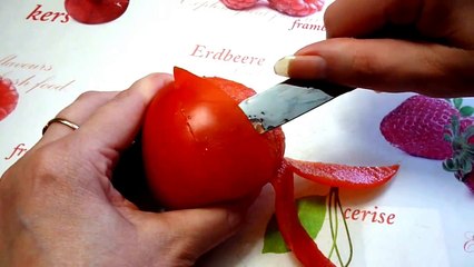 Украшения из помидора. Карвинг помидора. Decoration of tomato. Carving tomato.