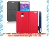 Pdncase Funda de Piel para Samsung Galaxy Note 4 Wallet Case Cover - Rojo