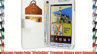 Muzzano Funda Folio CroCoChic Premium Blanca para Samsung Galaxy N7000 de alta calidad Original