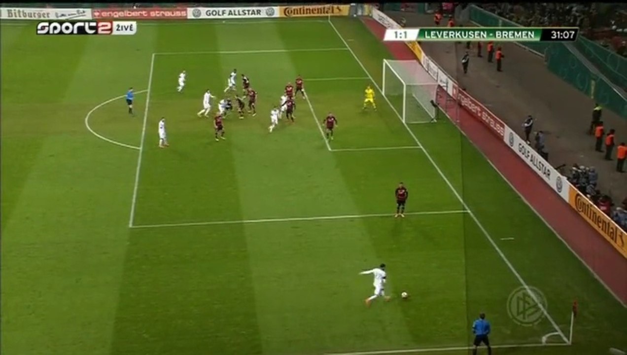 Santiago Garcia GOAL - Bayer Leverkusen 1 - 1 Werder Bremen - 09-02-2016