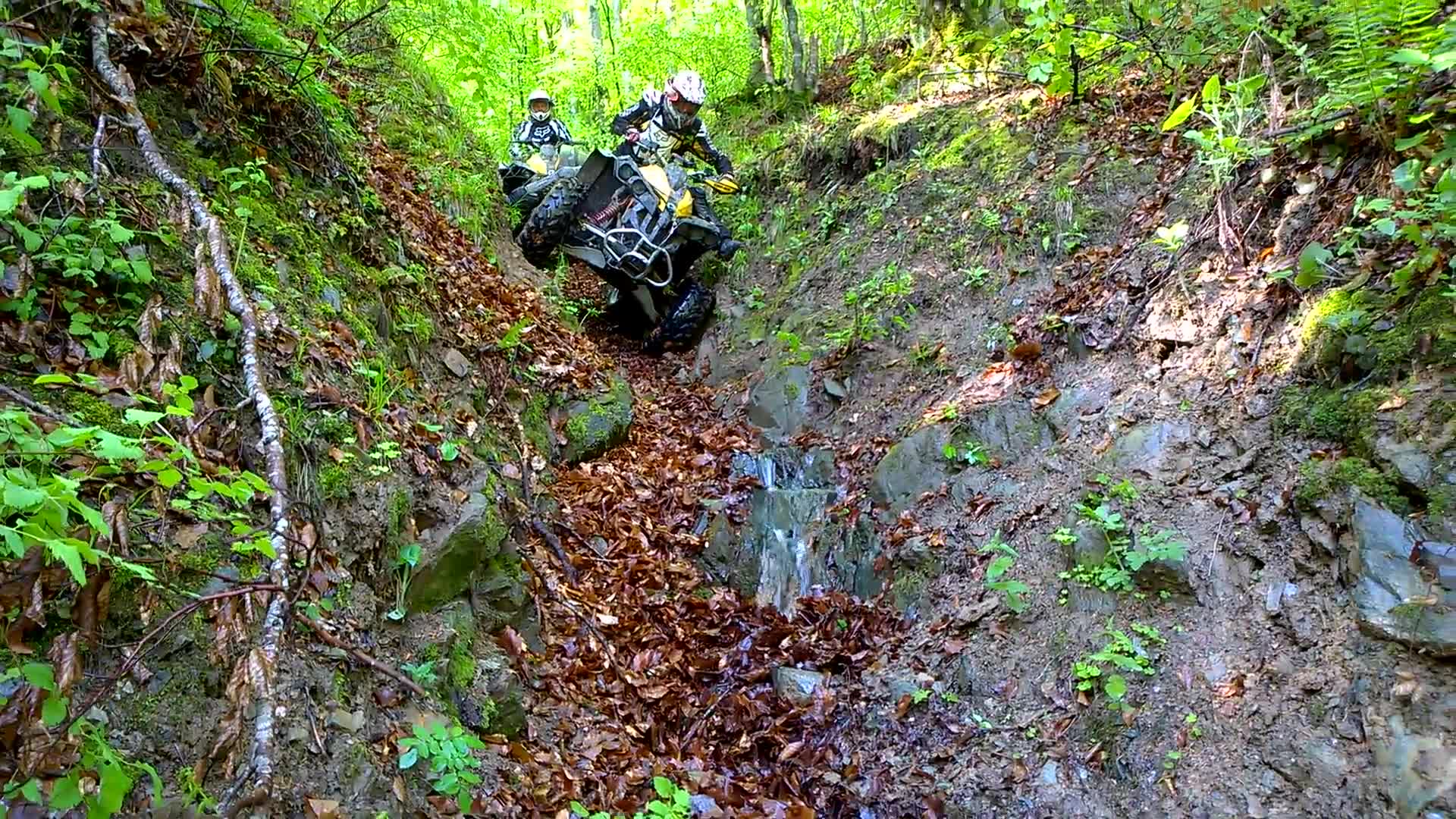 Can-Am Renegade taking on a crazy downhill section