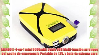 AFENDO® 4-en-1 mini 8000mAh Doble USB Multi-función arranque del coche de emergencia Portable