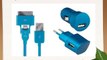 Color Block CBNRJUNIV - Juego de cargador micro USB para iPhone con adaptador para coche azul