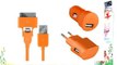 Color Block CBNRJUNIV - Juego de cargador micro USB para iPhone con adaptador para coche naranja
