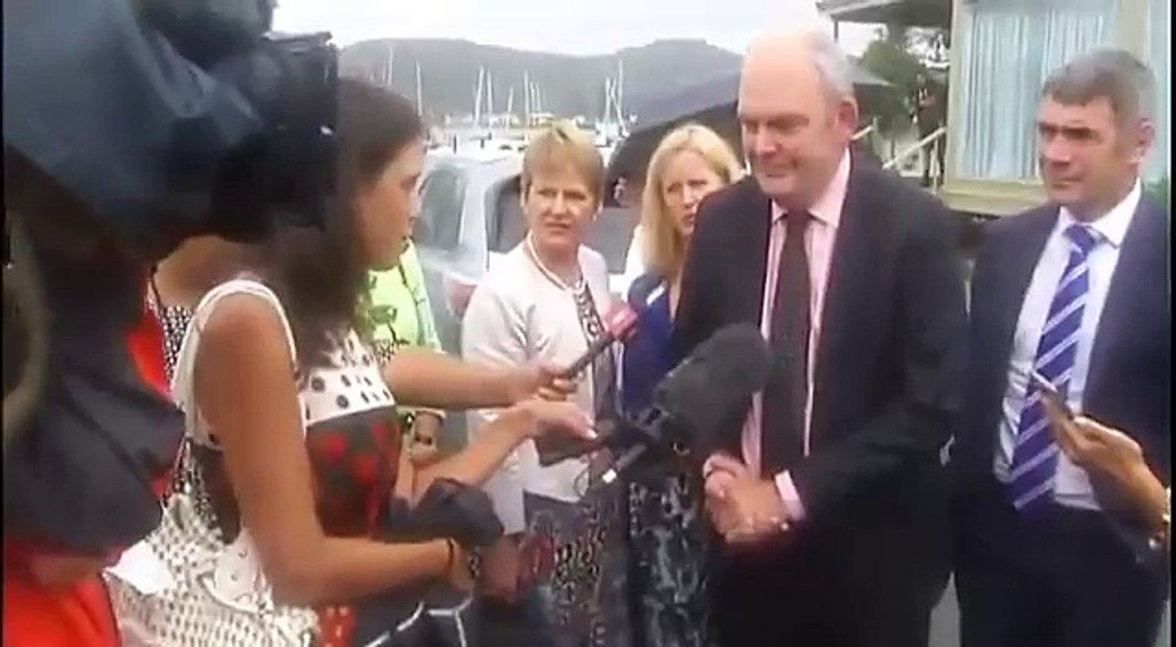 Steven Joyce receives a dildo to the face