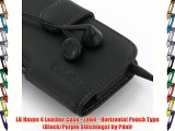LG Nexus 4 Leather Case - E960 - Horizontal Pouch Type (Black/Purple Stitchings) by Pdair