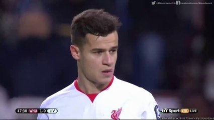 1-1 Philippe Coutinho Free-Kick - West Ham 2-1 Liverpool 09.02.2016 HD