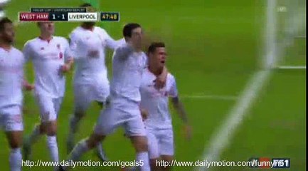 Philippe Coutinho Goal West Ham 1 - 1 Liverpool FA Cup 9-2-2016