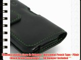 iPhone5 Leather Case in Bumper - Horizontal Pouch Type - PDair (Black Green Stitchings) ***
