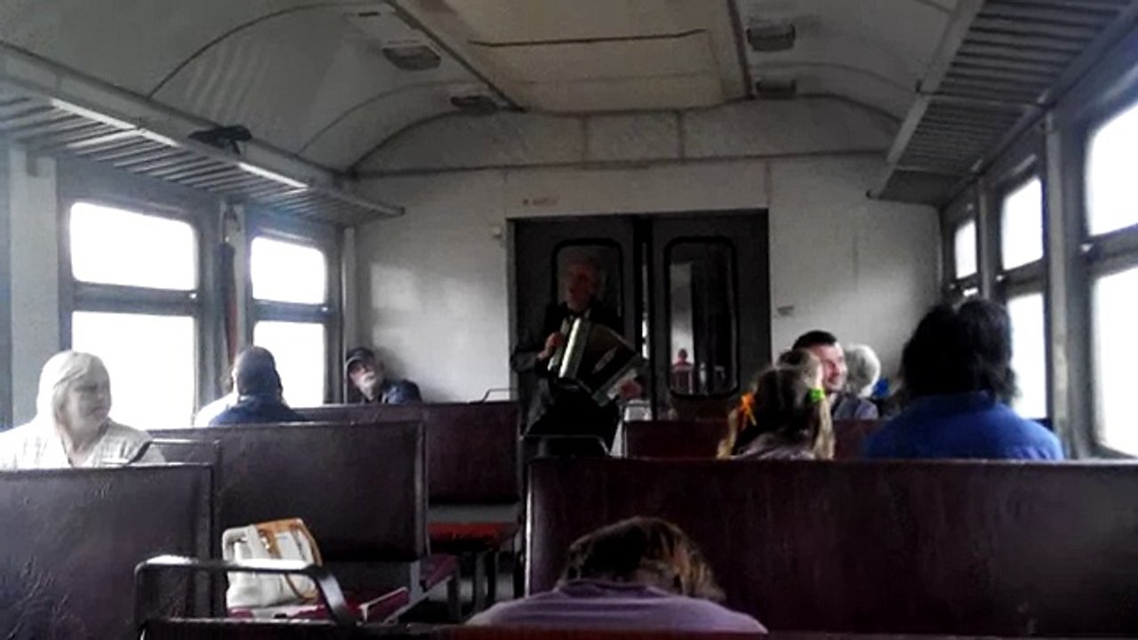 Музыкант в электричке - поет душевно
