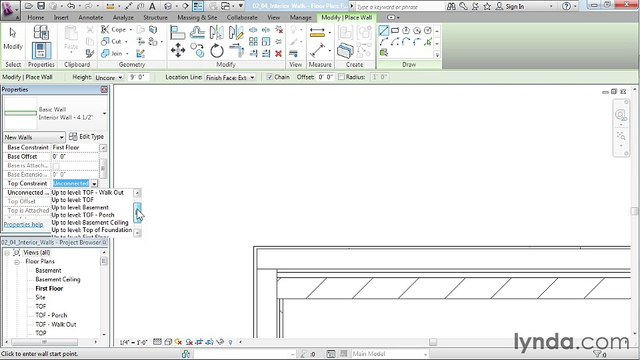 02 04. Creating the interior walls for the main level - House in Revit Architecture