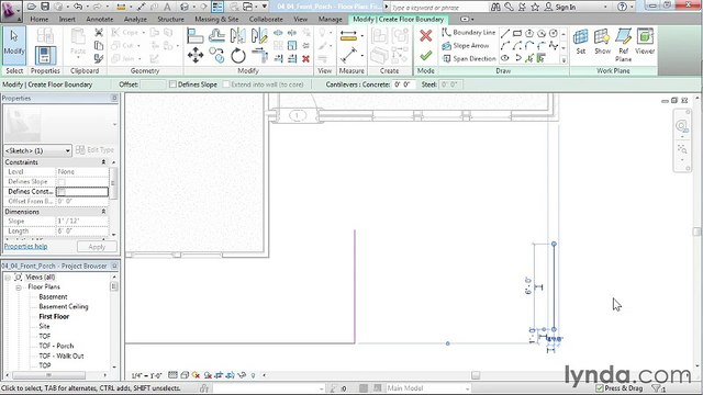 04 04. Designing a front porch and building the porch structure - House in Revit Architecture