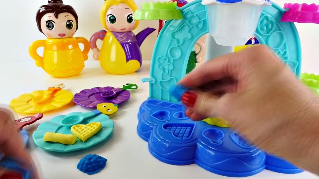Disney Princess Tea Party with Play Doh Mermaid Ariel Snow White Rapunzel Belle Playdough DCTC Toys