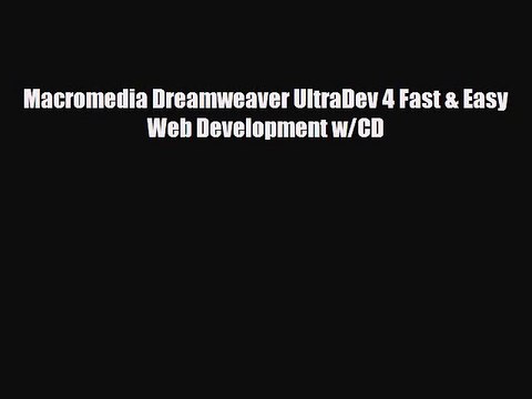 [PDF Download] Macromedia Dreamweaver UltraDev 4 Fast & Easy Web Development w/CD [PDF] Online