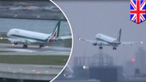 Terrifying moment pilot forced to abort landing during Storm Imogen
