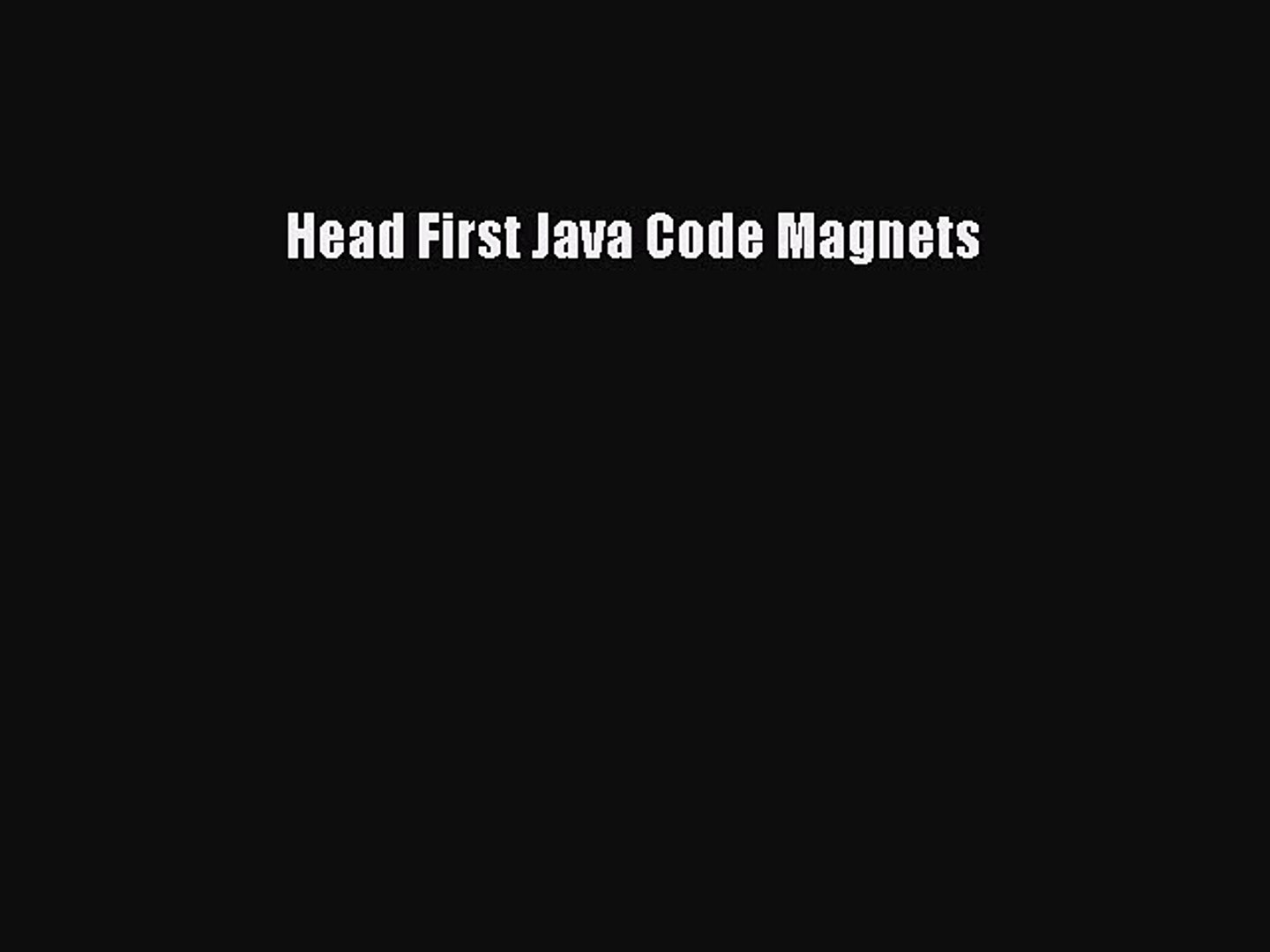 (PDF Download) Head First Java Code Magnets Download