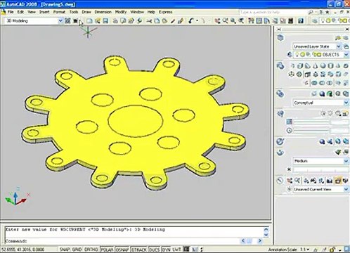 3D Modeling with AutoCAD Creating a Mechanical object in Hindi_Urdu language -