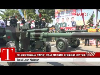 Selain Kendaraan Tempur, Becak dan Ontel Meriahkan HUT TNI Ke-70