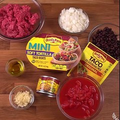 One Skillet Mini Taco Boats -