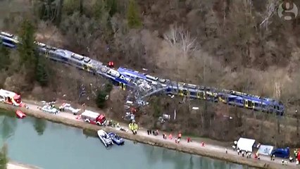 Train crash wreckage in southern Germany