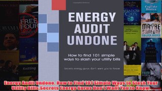 Download PDF  Energy Audit Undone How to Find 101 Simple Ways to Slash Your Utility BillsSecrets FULL FREE
