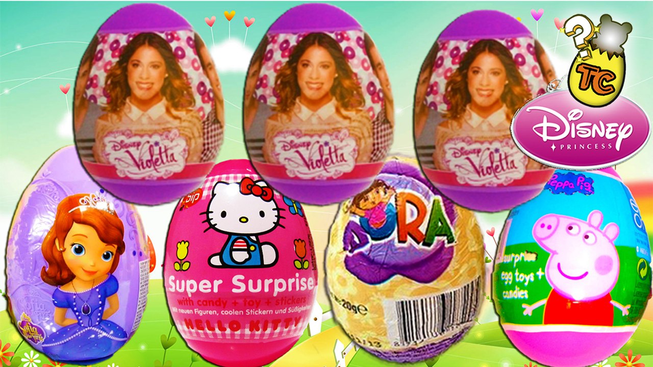 7 Surprise Eggs: PEPPA PIG, DORA THE EXPLORER, VIOLETTA, SOFIA THE FIRST, HELLO KITTY | Toy Collector