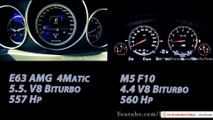 Mercedes E63 AMG vs BMW M5 F10 Acceleration 0-250 Onboard W212 2014 Test V8 Sound Autobahn