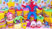 Spiderman Play doh Kinder surprise eggs Barbie Frozen Toys eggs