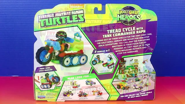 Teenage Mutant Ninja Turtles TMNT Half Shell Heroes Tread Cycle With Tank Commander Raph C