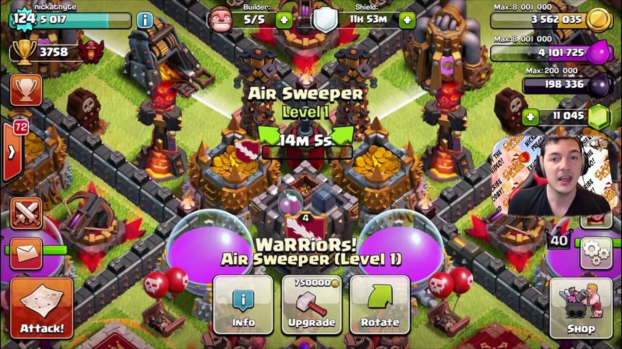 CLASH OF CLANS ALL MAX VALKS! Air Sweeper Challenge #2!
