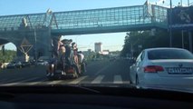 17 people on the Lada in the center of Moscow