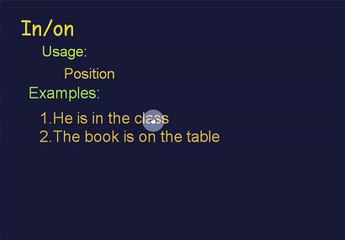 In On (PrePosition of Position And Movement)