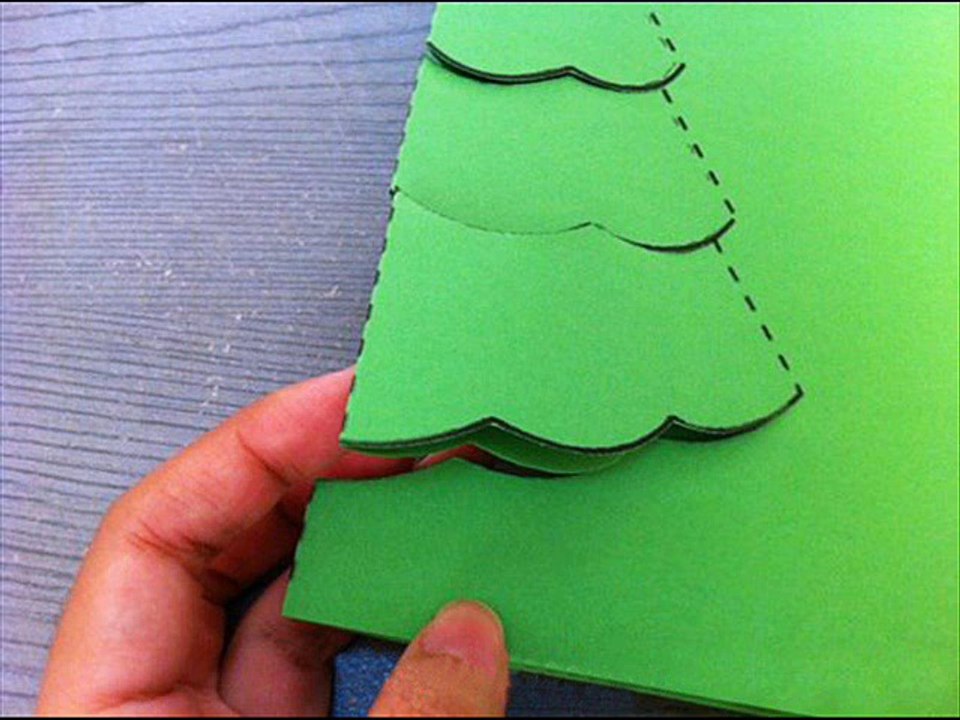 МК - новогодняя елочка в открытке ----- Christmas tree in the card