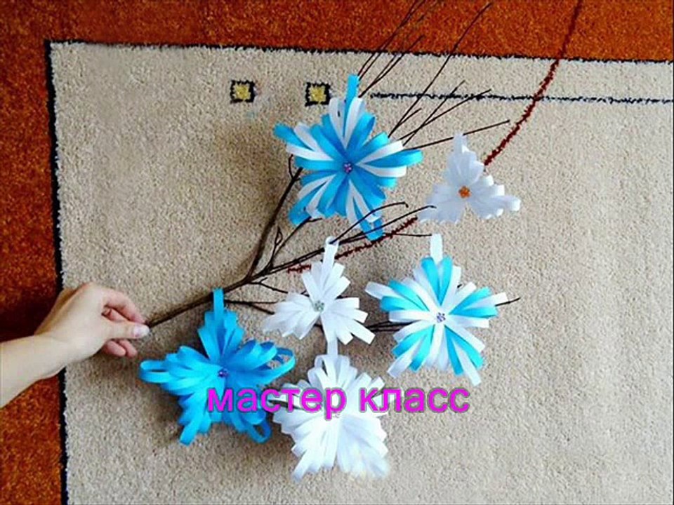 МК - объемные снежинки из полосок --- Master Class - the volume of strips of snowflakes