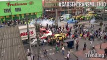 Heridos, detenidos y caos dejan protestas en Transmilenio de Bogotá, Colombia