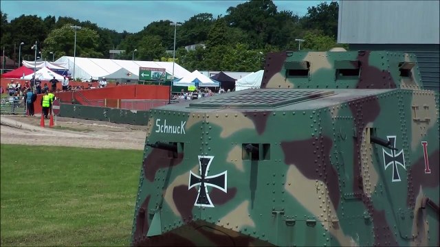 German and British WW1 tanks in action.