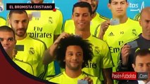 (Funny)Cristiano Ronaldo tries to balance card in Marcelo’s hair at sponsor event