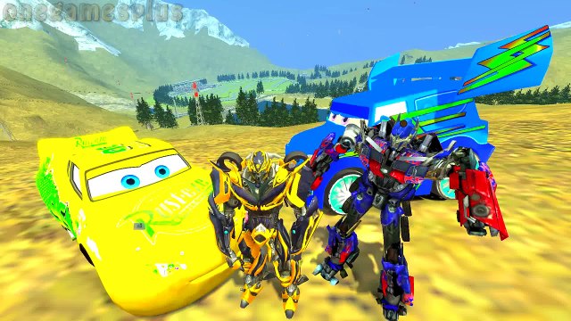 Optimus Prime Lightning McQueen & DJ Disney cars Ramp Nursery Rhymes Children Songs