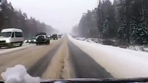 truck crash on slippery road