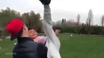 Cristiano Ronaldo Practices Free-Kicks in His Garden with His Son