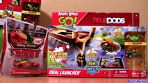 Micro Drifters Angry Birds Go! Cars Pig Rock Raceway Dual Launcher TELEPODS Disney Pixar toys review