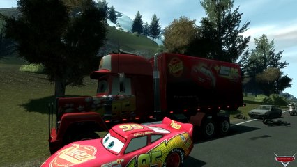 Lightning McQueen & Mack truck Disney car PIXAR Race Countryside Mountains V
